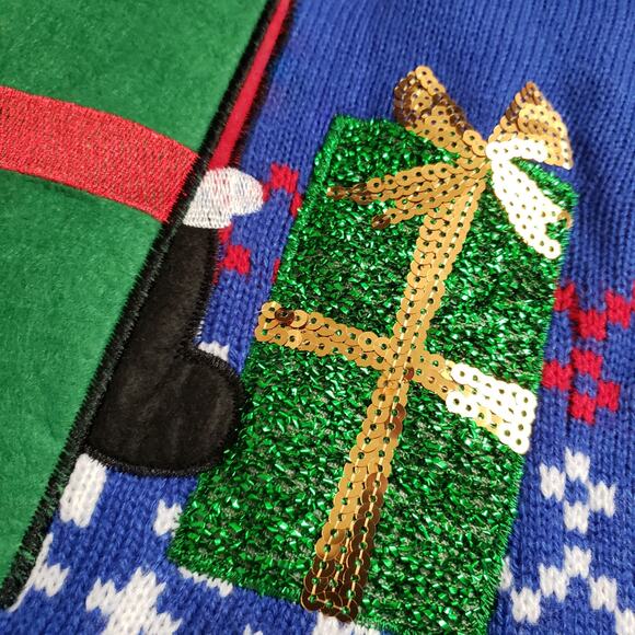 Jolly Sweaters Cool Santa Claus Crewneck Sweatshirt Medium Unisex Ugly Christmas - Picture 8 of 13